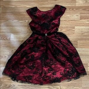 Jona Michelle Burgundy and Black Floral Dress